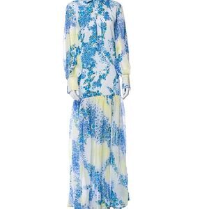 Legally Red Blue White Floral Long Sleeve Maxi dress